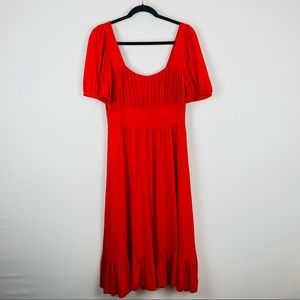 Anthropologie Puff Sleeve Ruffle Hem Dress